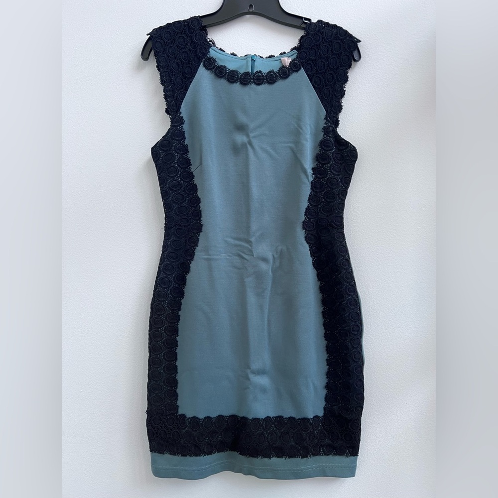 NWT Elegant Blue/Greenish and Black Lace Dress